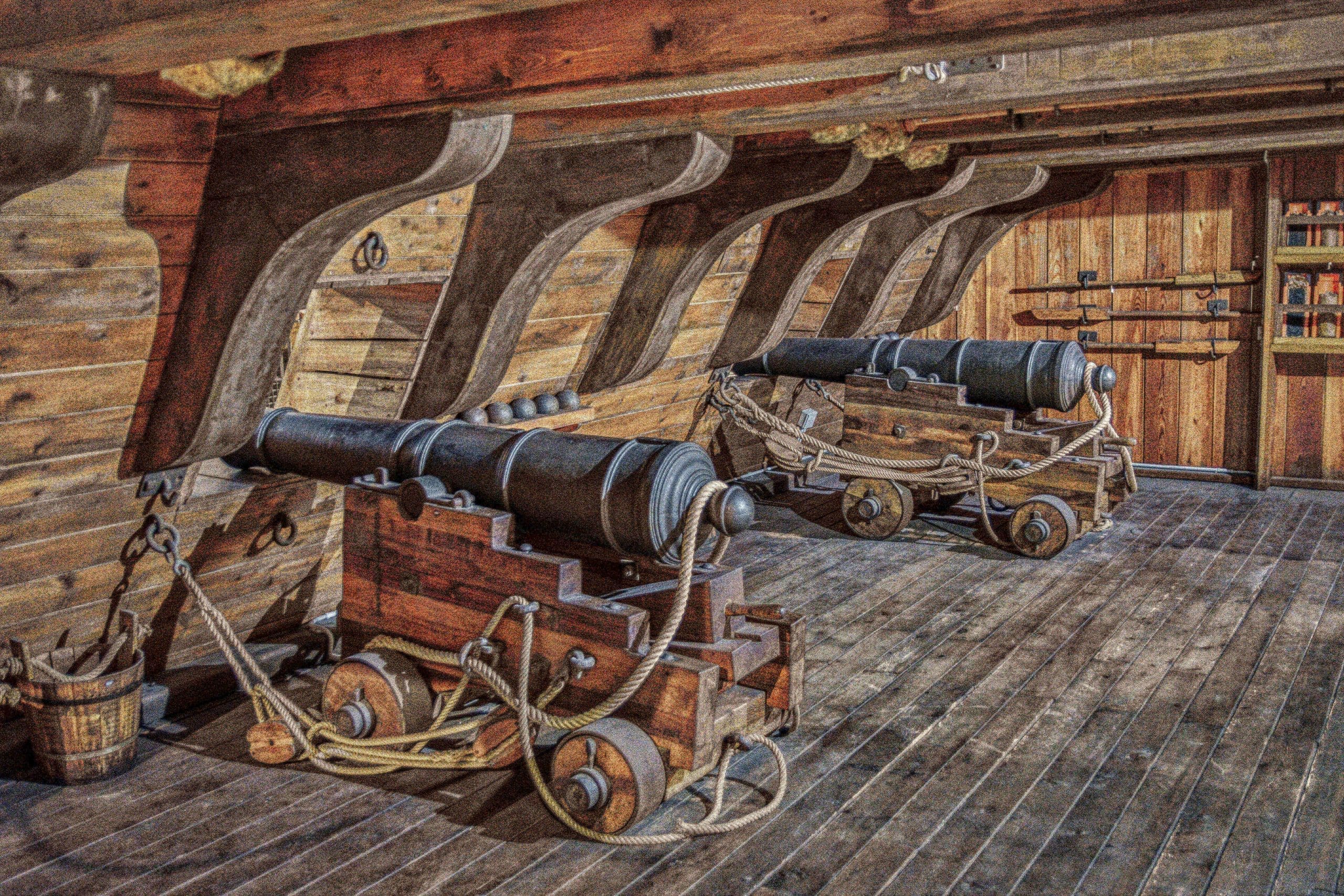 cannon inside a pirate ship