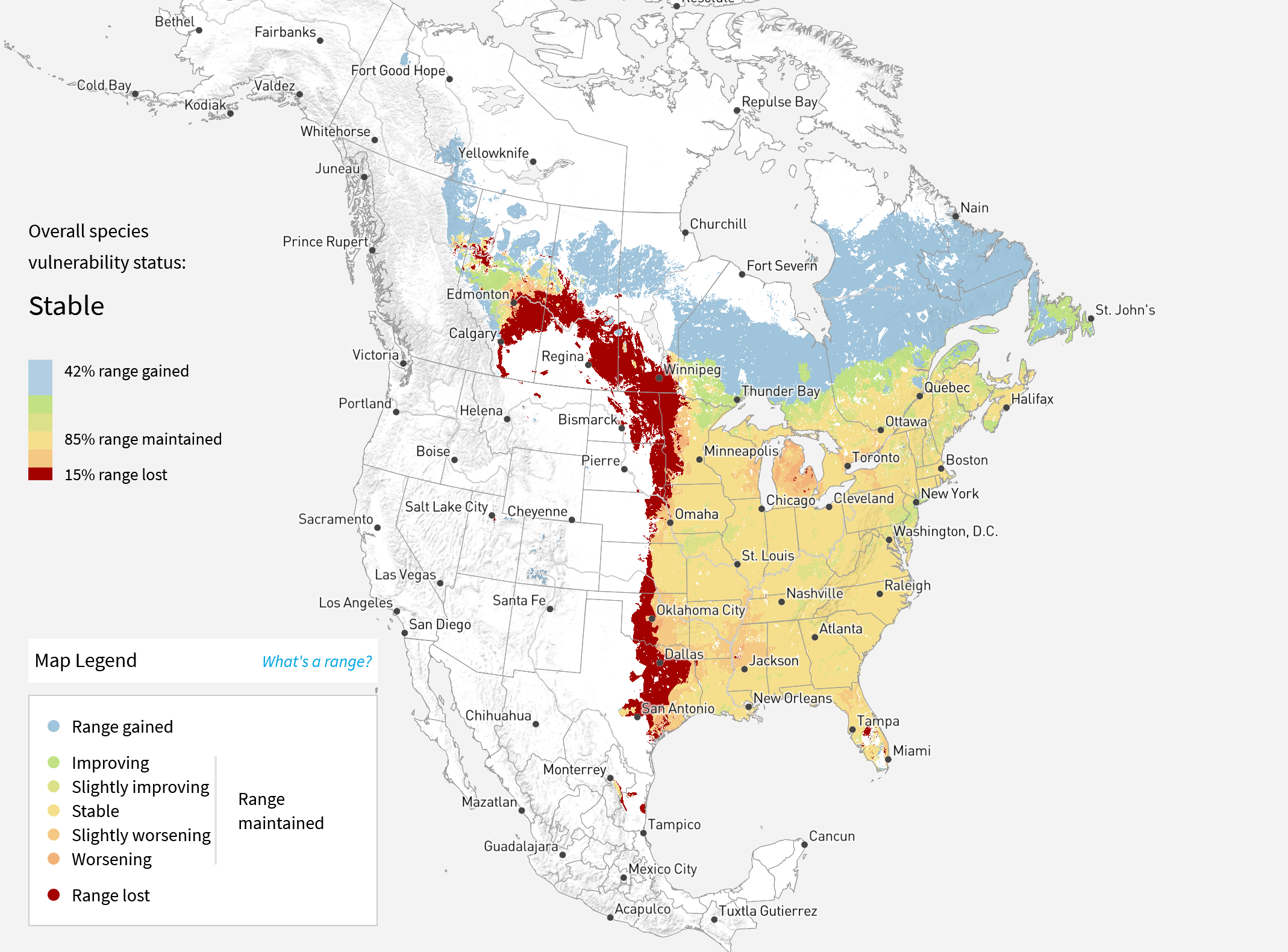 How climate change affects ruby throated's habitat.