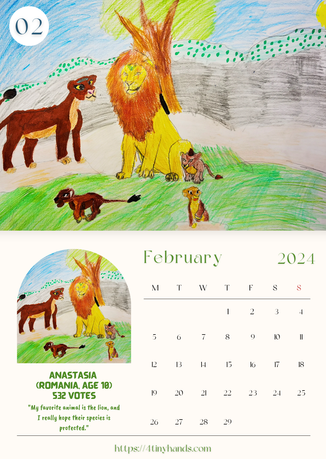 Celebrating the Animal Kingdom Calendar 2024 February