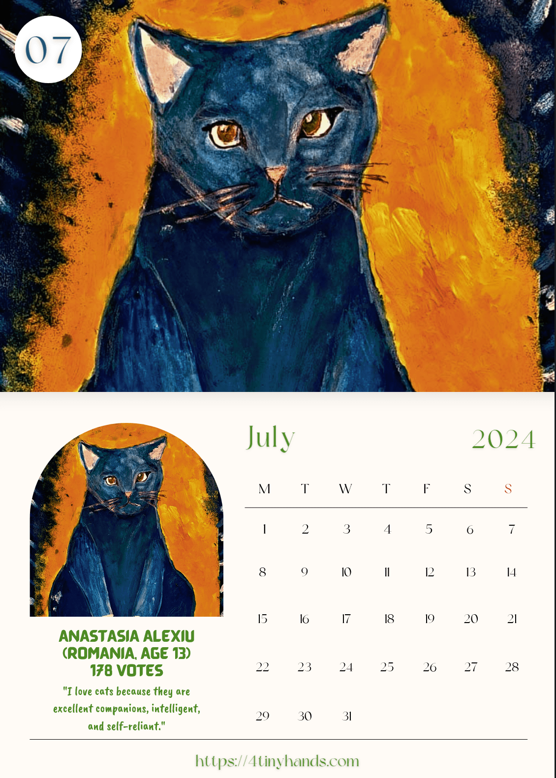 Celebrating the Animal Kingdom Calendar 2024 July