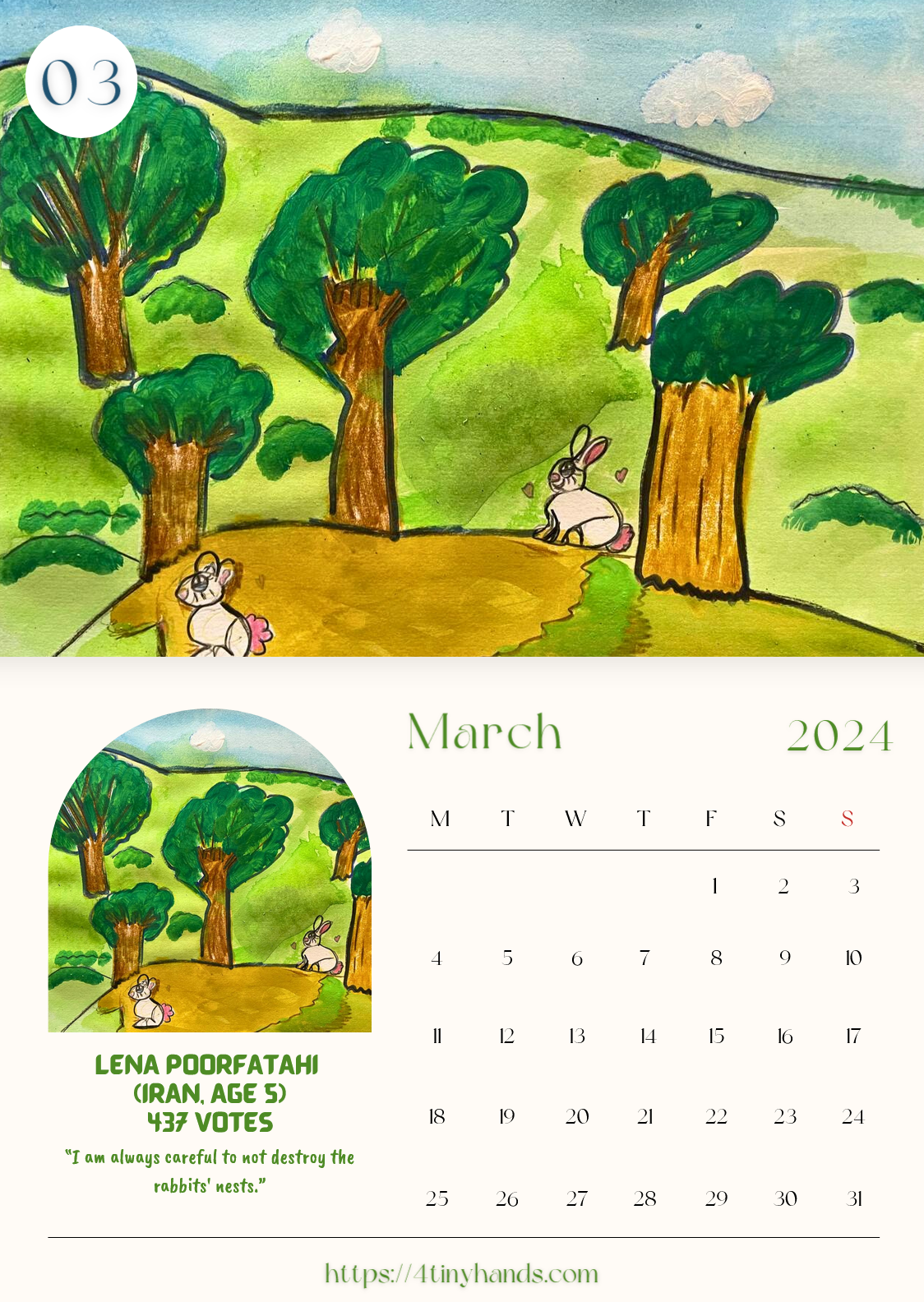 Celebrating the Animal Kingdom Calendar 2024 March