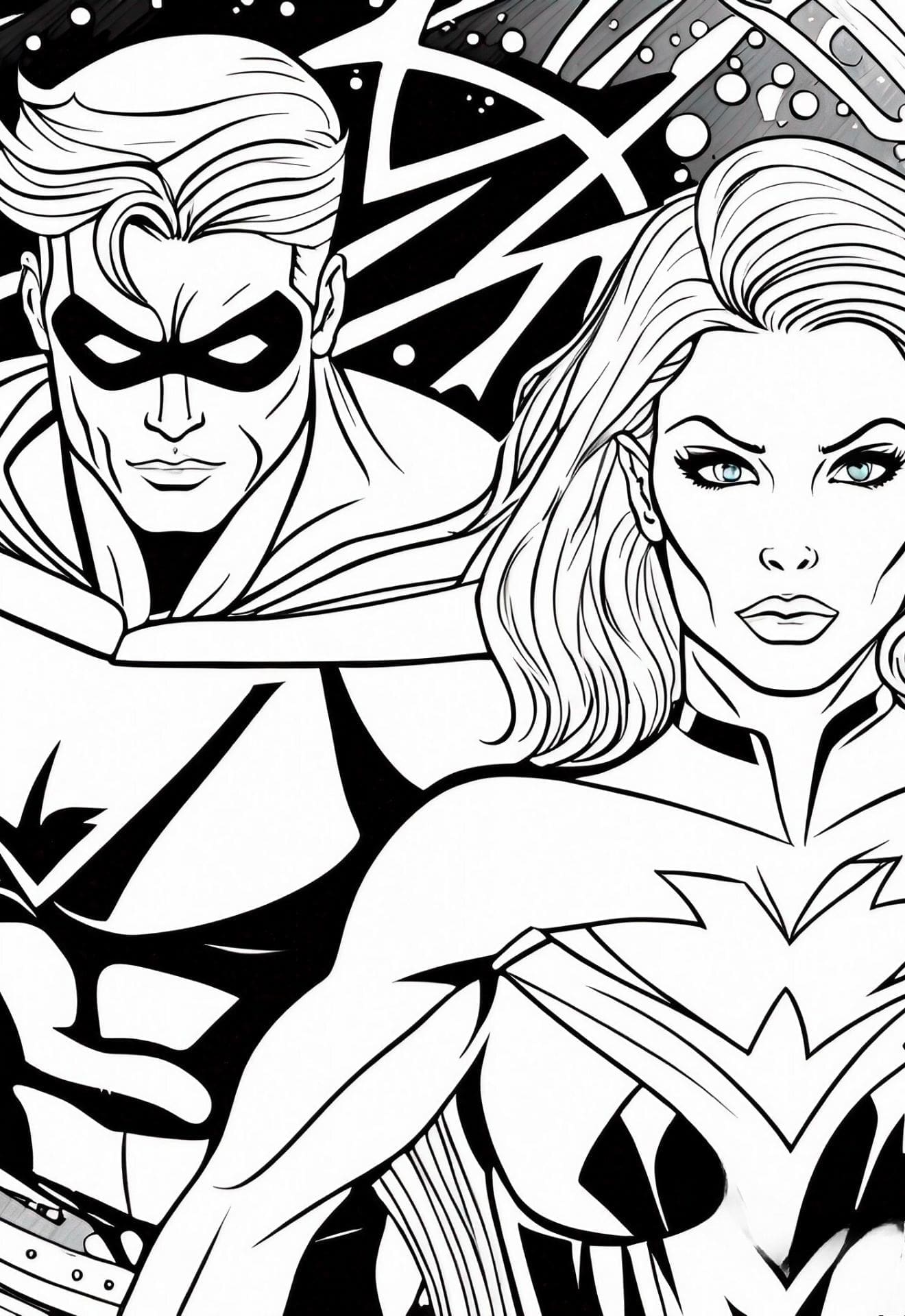 Superheroes coloring book for children